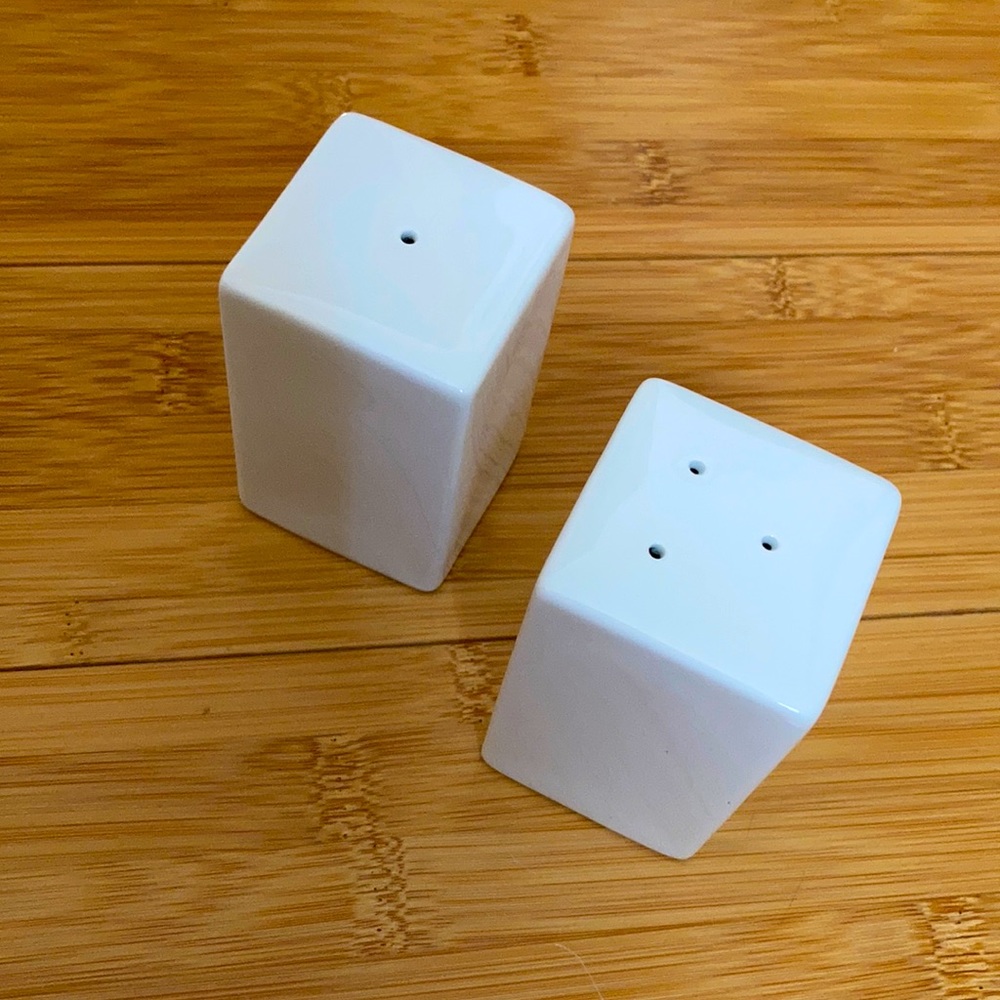 Ceramic White Rectangular Salt and Pepper Shakers